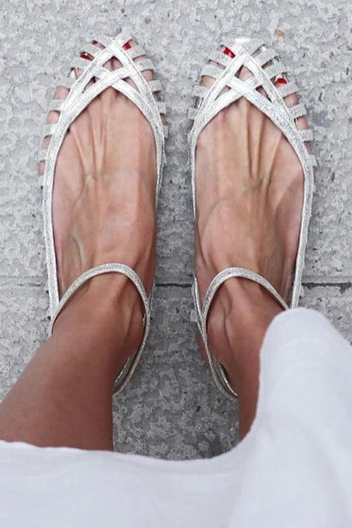 GIADA | Elegant woven ballerina with strap for a sophisticated style