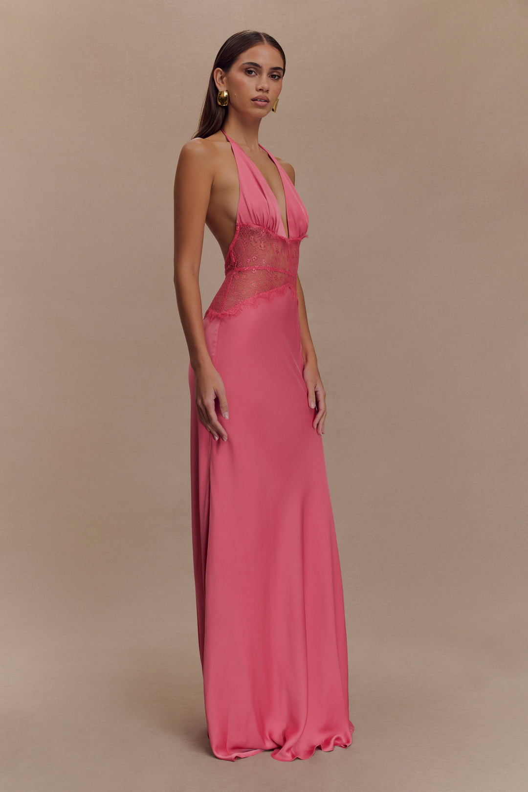 Kalira™ | Satin Lace Maxi Dress