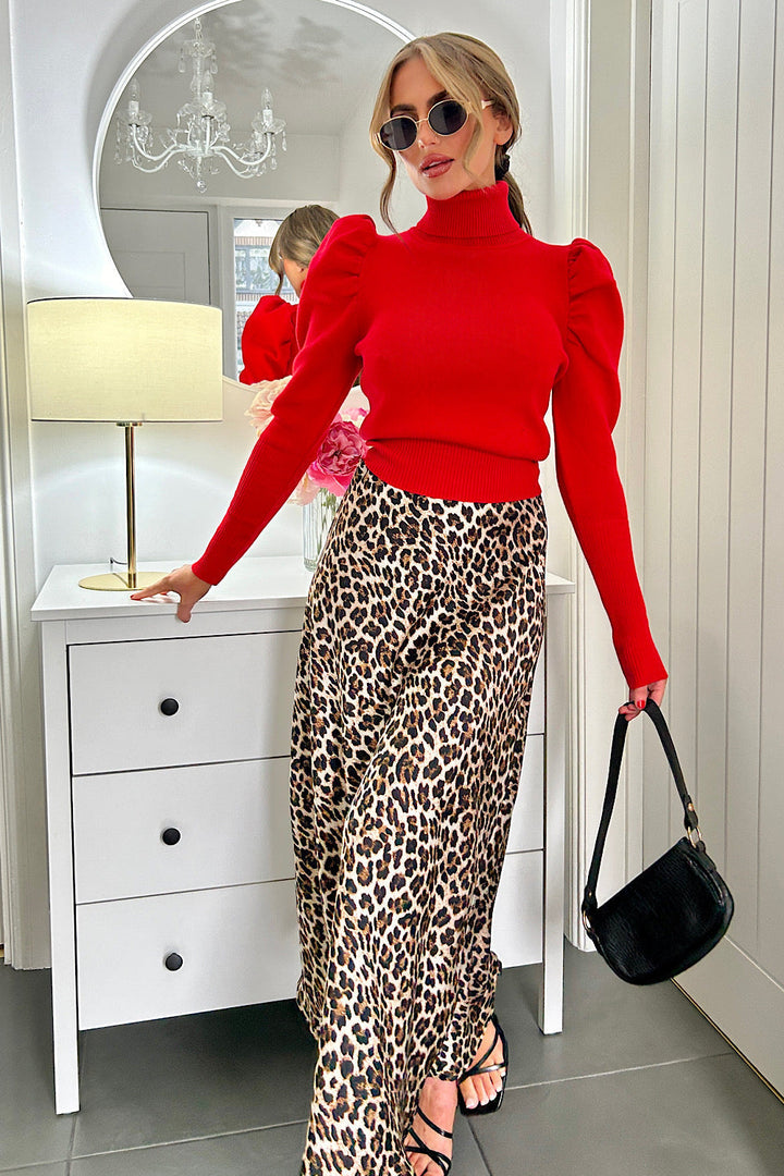 Loriza™ | Brown Leopard Print Skirt