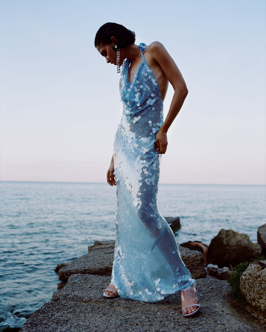 Naline™ | Sequin Halter Maxi Dress