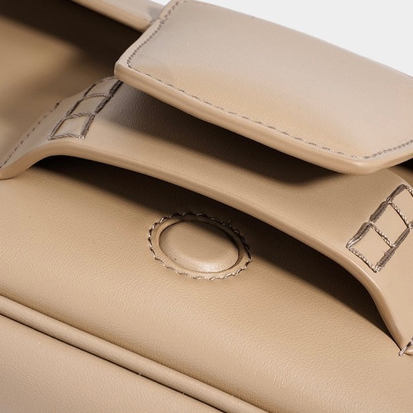 Women’s Genuine Leather Small Square Shoulder Bag – Minimalist Flap Crossbody