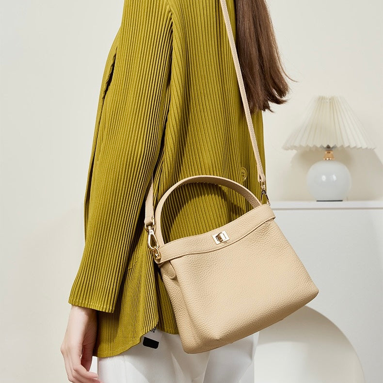 Women’s Genuine Leather Minimalist Bucket Bag