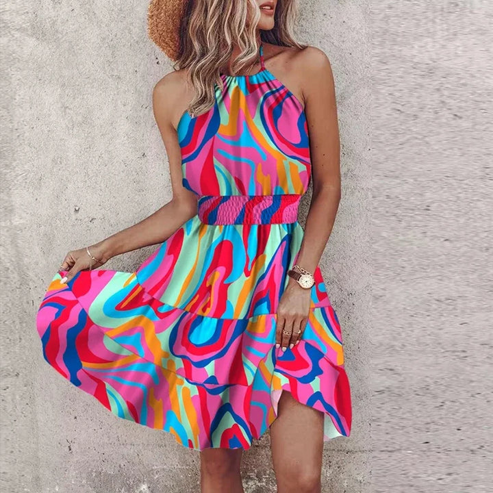Marlowe - Colorful Bohemian Midi Dress with V-Neck