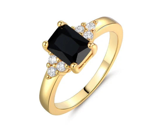Black Spinel Baguette Ring