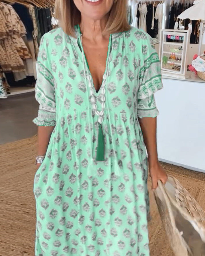 Peyton – Long Bohemian Dresses with Lantern Sleeves