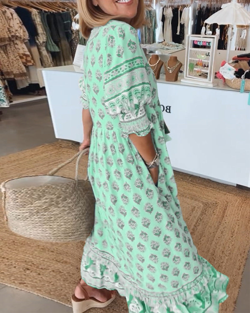 Peyton – Long Bohemian Dresses with Lantern Sleeves