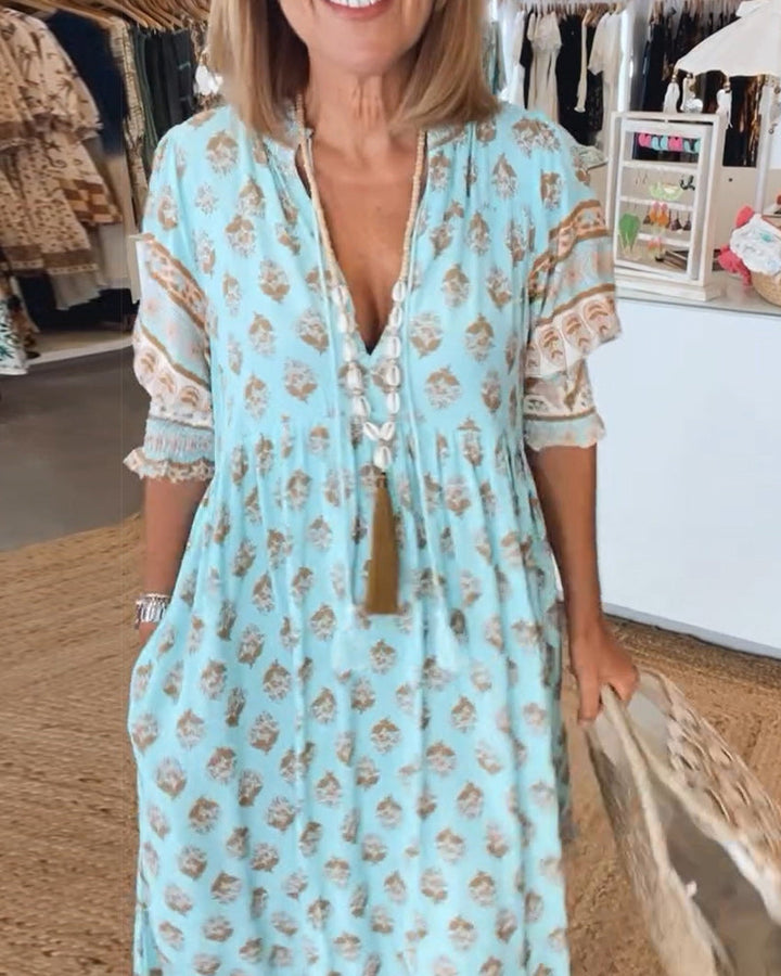 Peyton – Long Bohemian Dresses with Lantern Sleeves