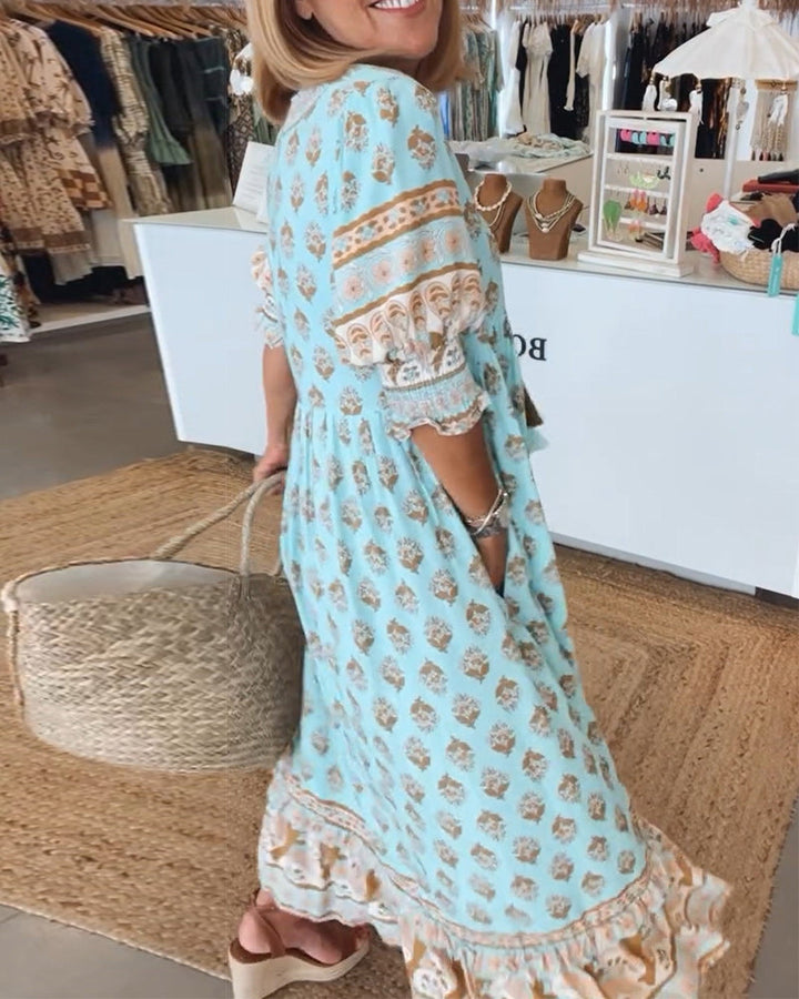 Peyton – Long Bohemian Dresses with Lantern Sleeves