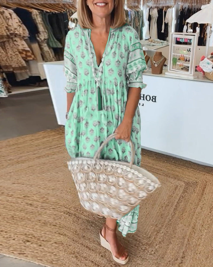 Peyton – Long Bohemian Dresses with Lantern Sleeves