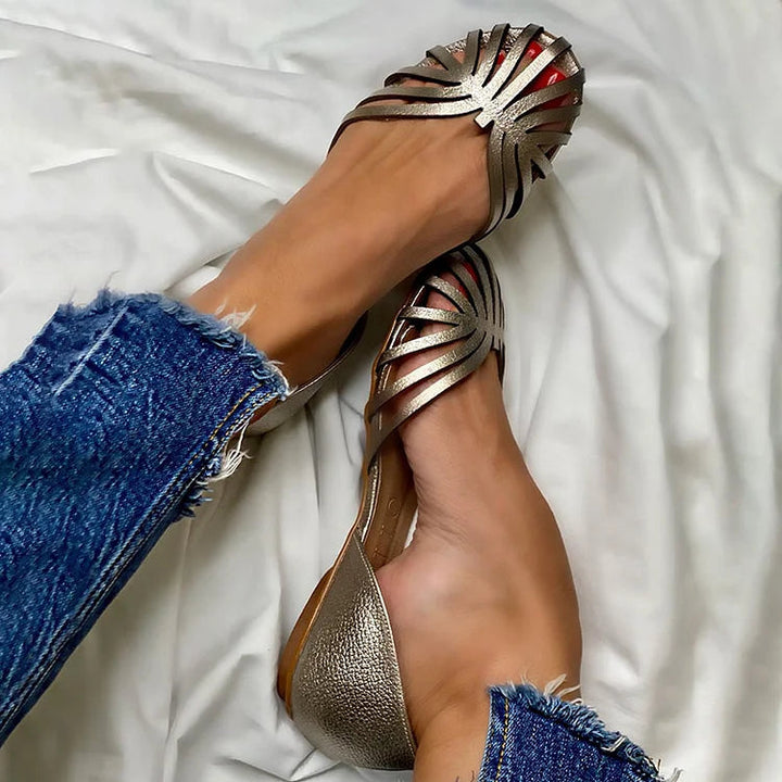 LIA Open Toe Cutout Ballet Flats - Elegant and Fashionable Shoes