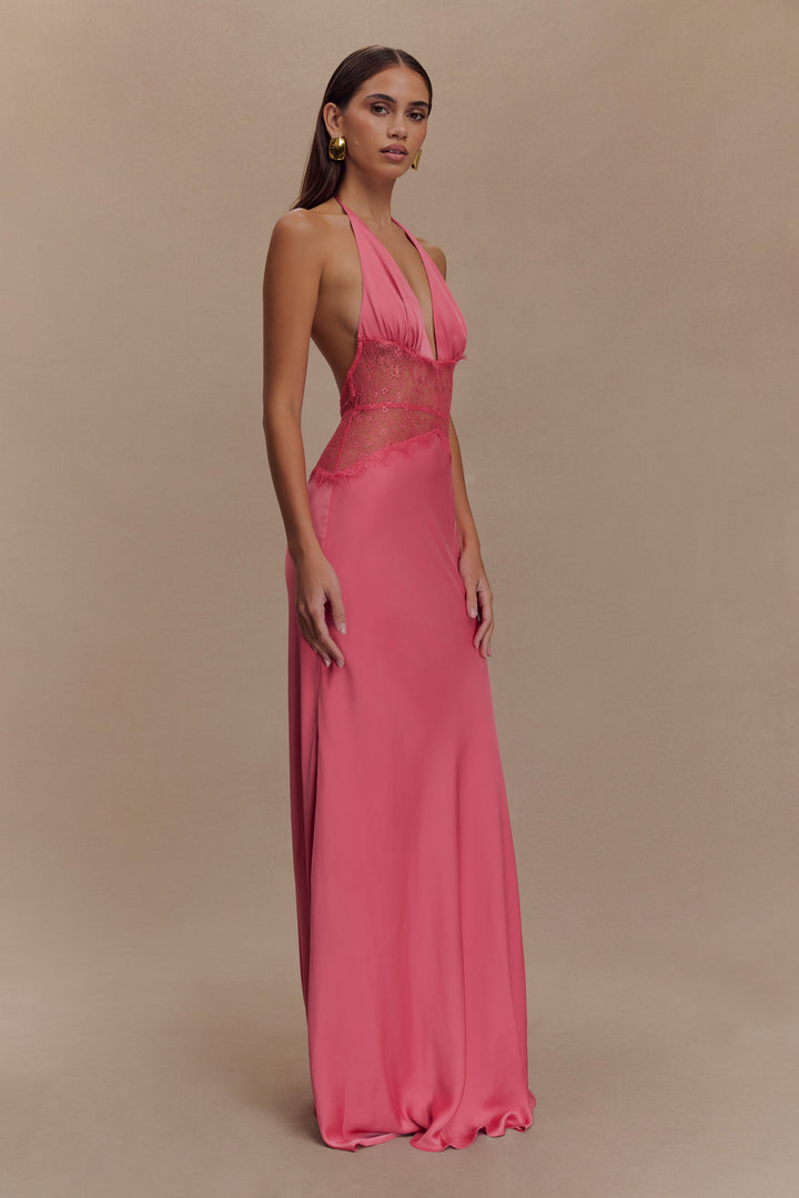Kalira™ | Satin Lace Maxi Dress