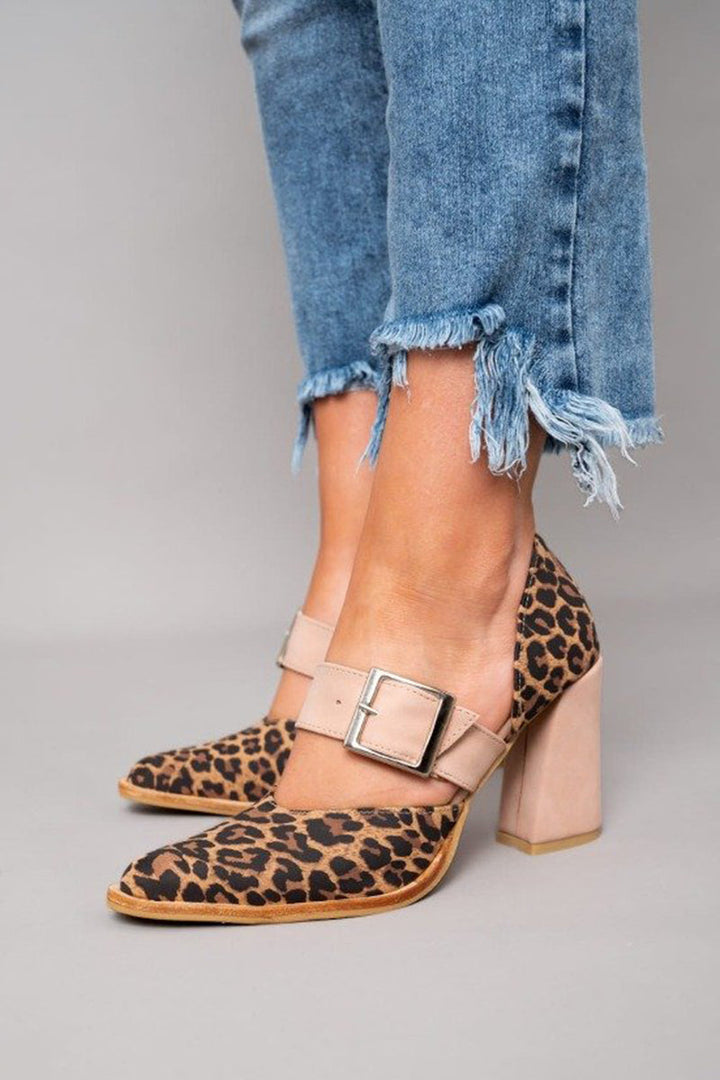 Avano™ | Elegant leopard suede sandals with a stable heel and superior comfort