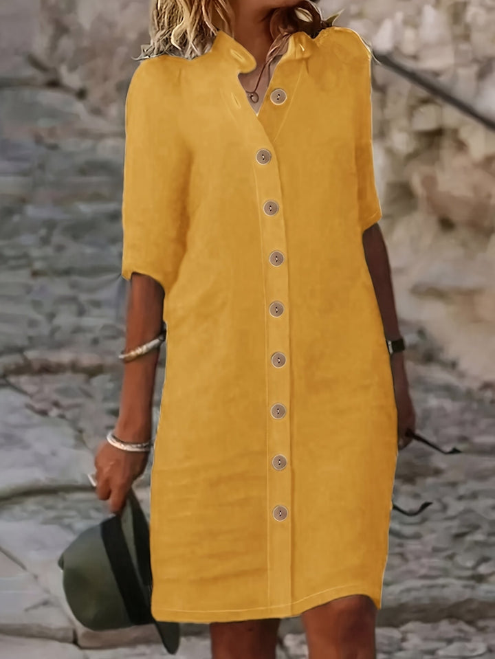 Sarah™ | Button-Down Linen Shirt Dress