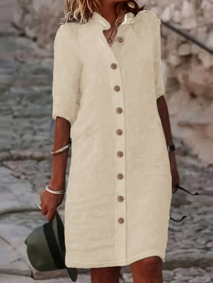 Sarah™ | Button-Down Linen Shirt Dress