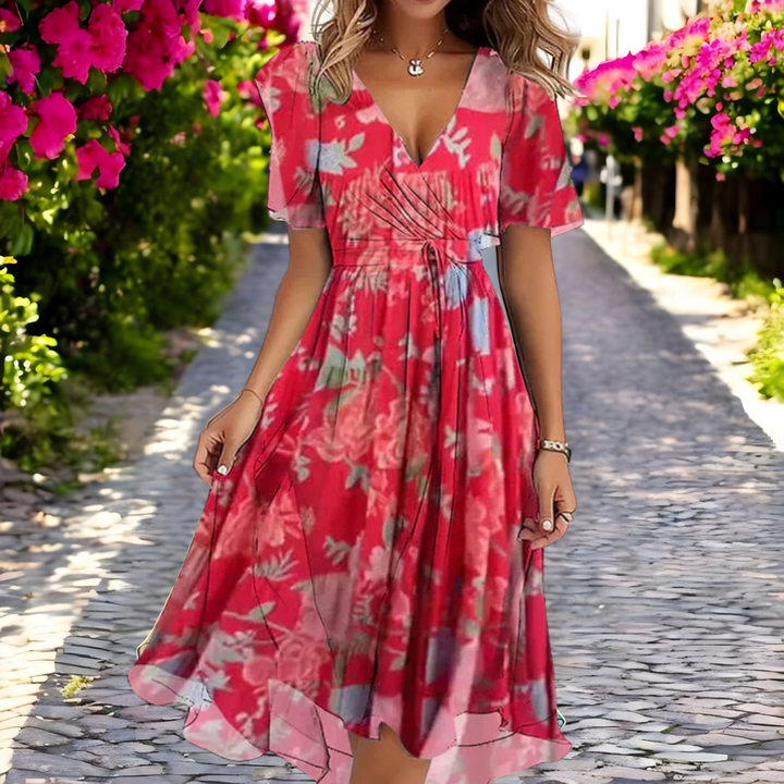 Rosalind - Floral Loose Dresses with Deep V-Neck
