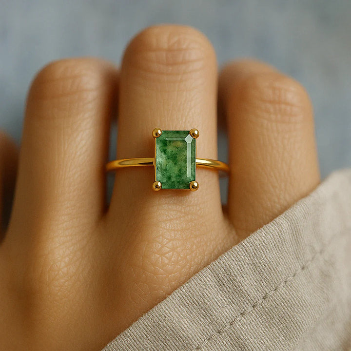 Rowen™ | Natural Moss Agate Ring