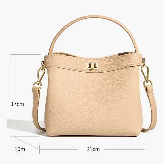 Women’s Genuine Leather Minimalist Bucket Bag