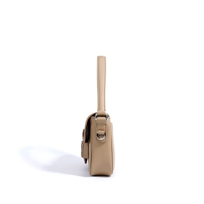 Women’s Genuine Leather Small Square Shoulder Bag – Minimalist Flap Crossbody