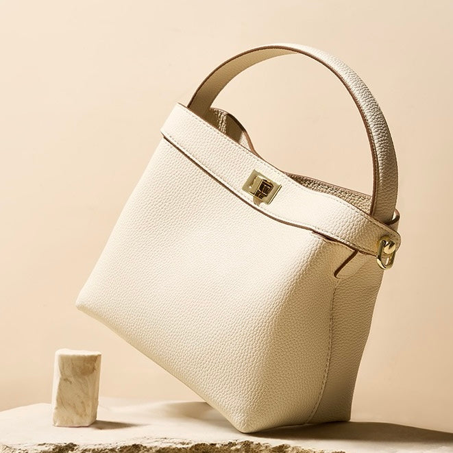 Women’s Genuine Leather Minimalist Bucket Bag