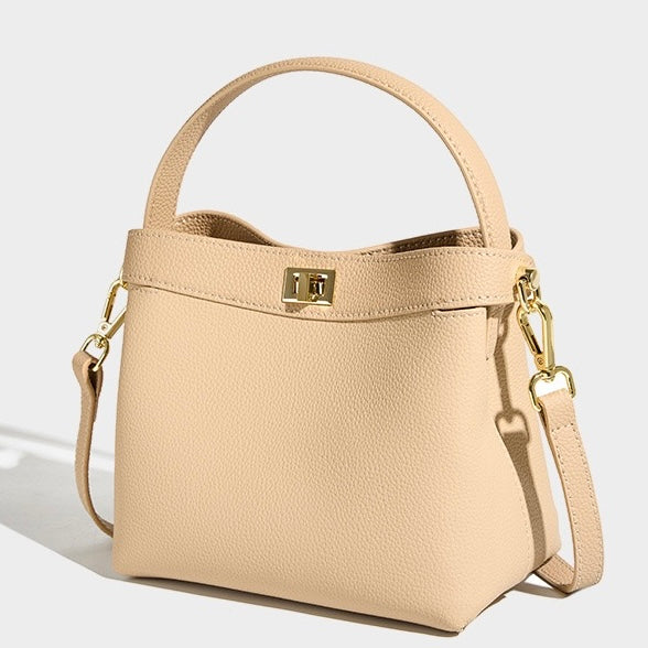 Women’s Genuine Leather Minimalist Bucket Bag