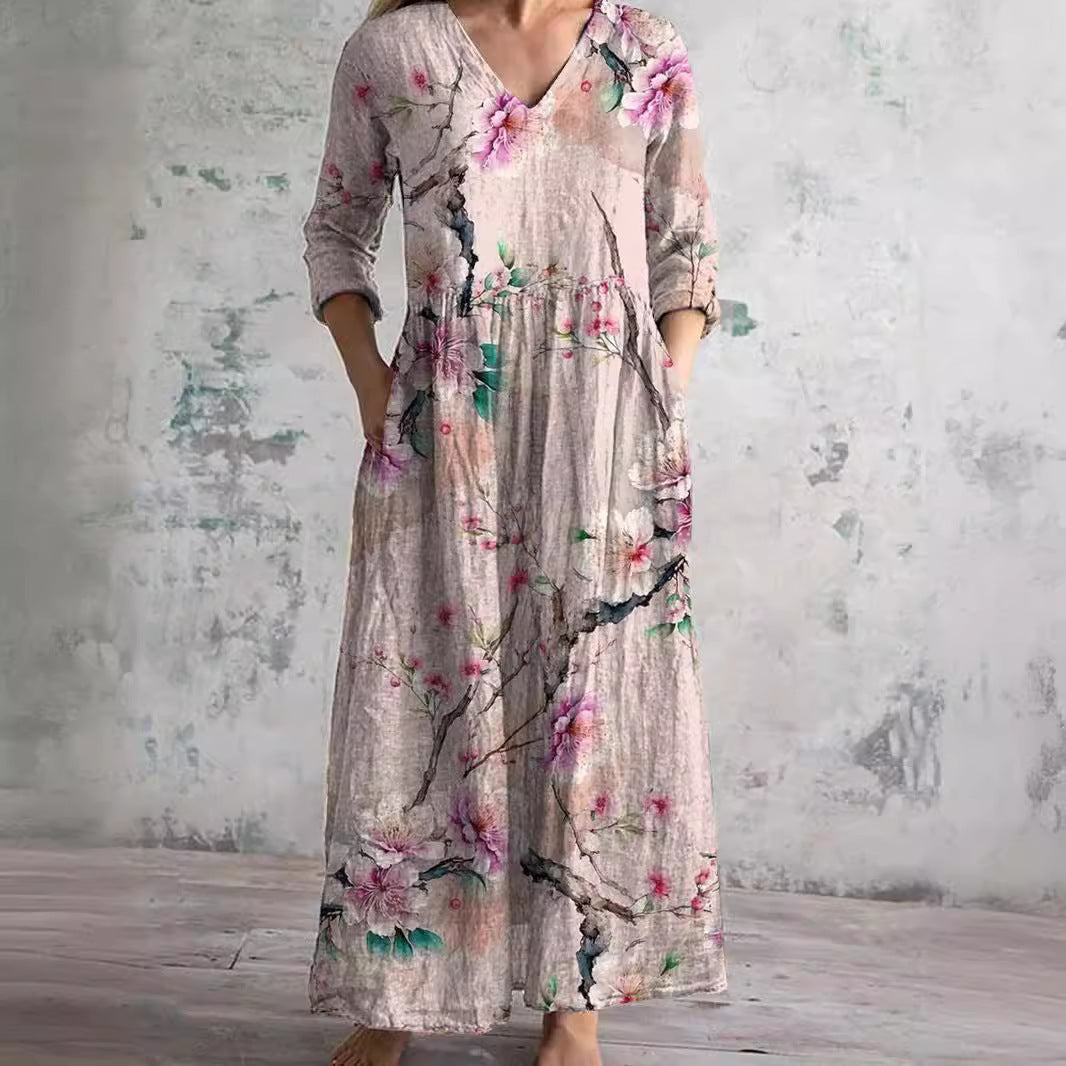 Ivory - Floral Charming Boho Maxi Dress