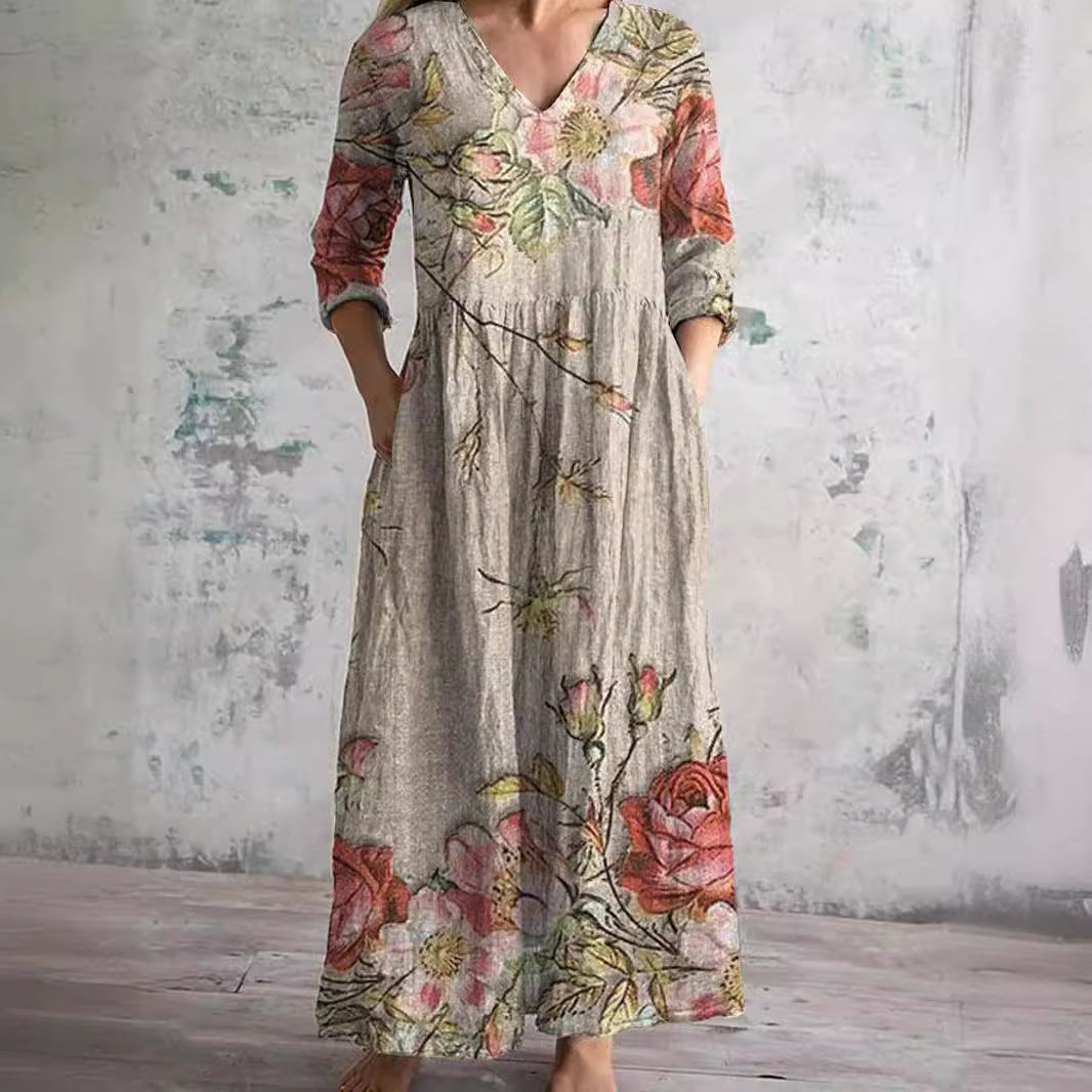 Ivory - Floral Charming Boho Maxi Dress