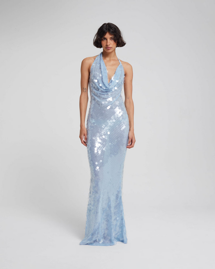 Naline™ | Sequin Halter Maxi Dress