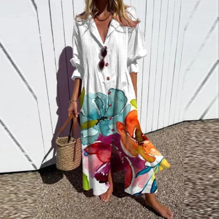 Cassidy - Boho Beautiful Maxi Dress with Puff Sleeves