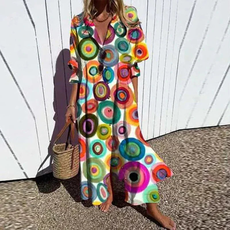 Cassidy - Boho Beautiful Maxi Dress with Puff Sleeves