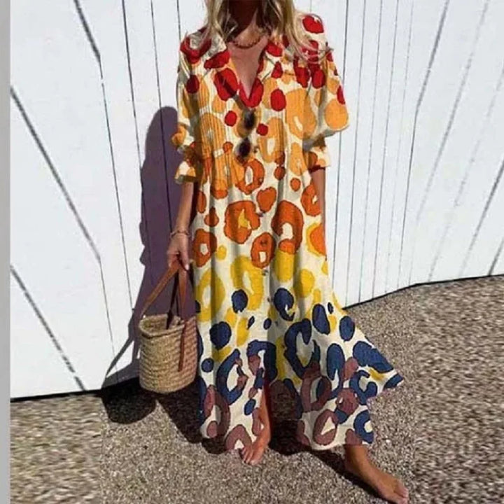 Cassidy - Boho Beautiful Maxi Dress with Puff Sleeves