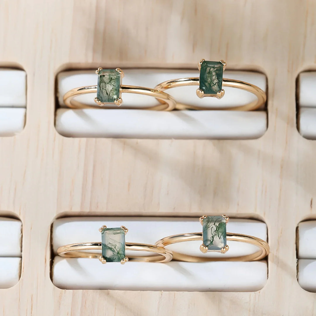 Rowen™ | Natural Moss Agate Ring