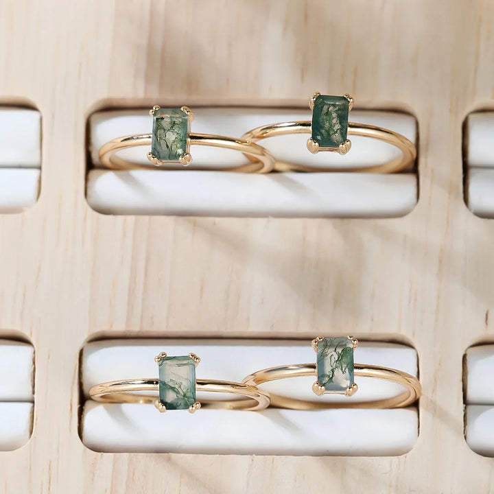 Rowen™ | Natural Moss Agate Ring