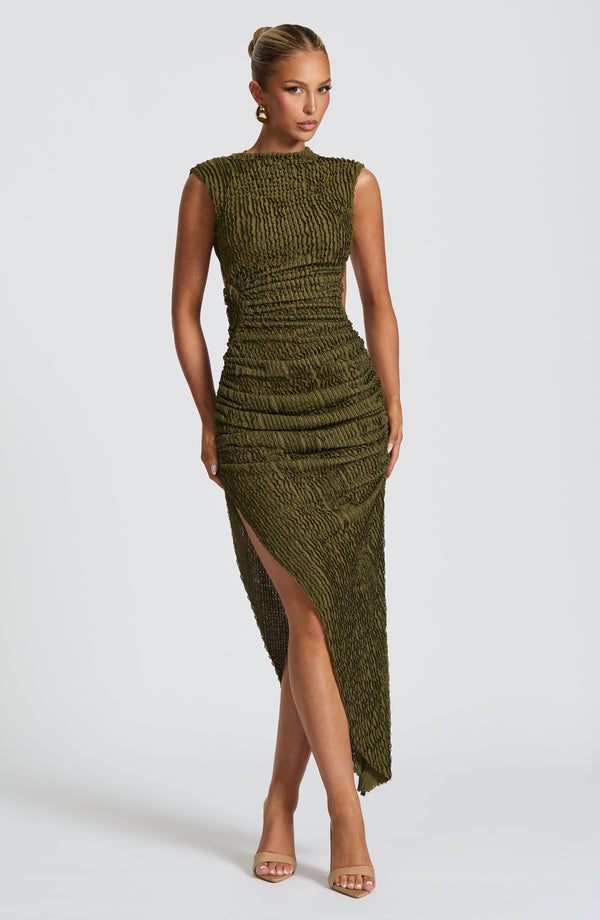 Soraya™ | Textured Asymmetric Midi Dress