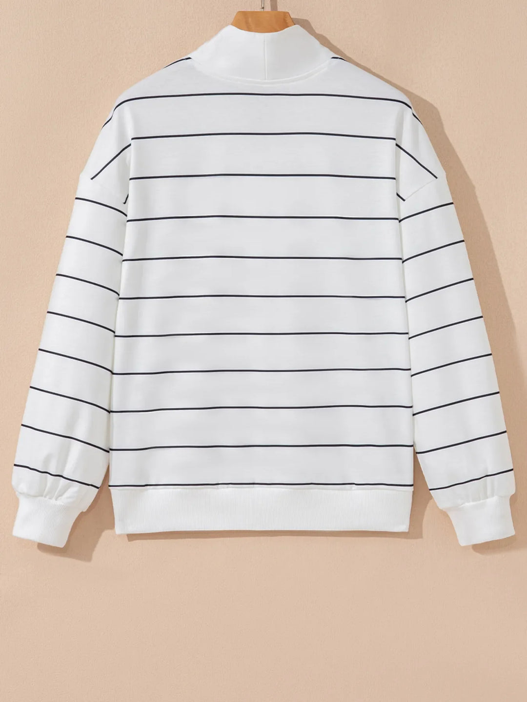 Striped Quarter Zip Sweatshirt with Relaxed Fit