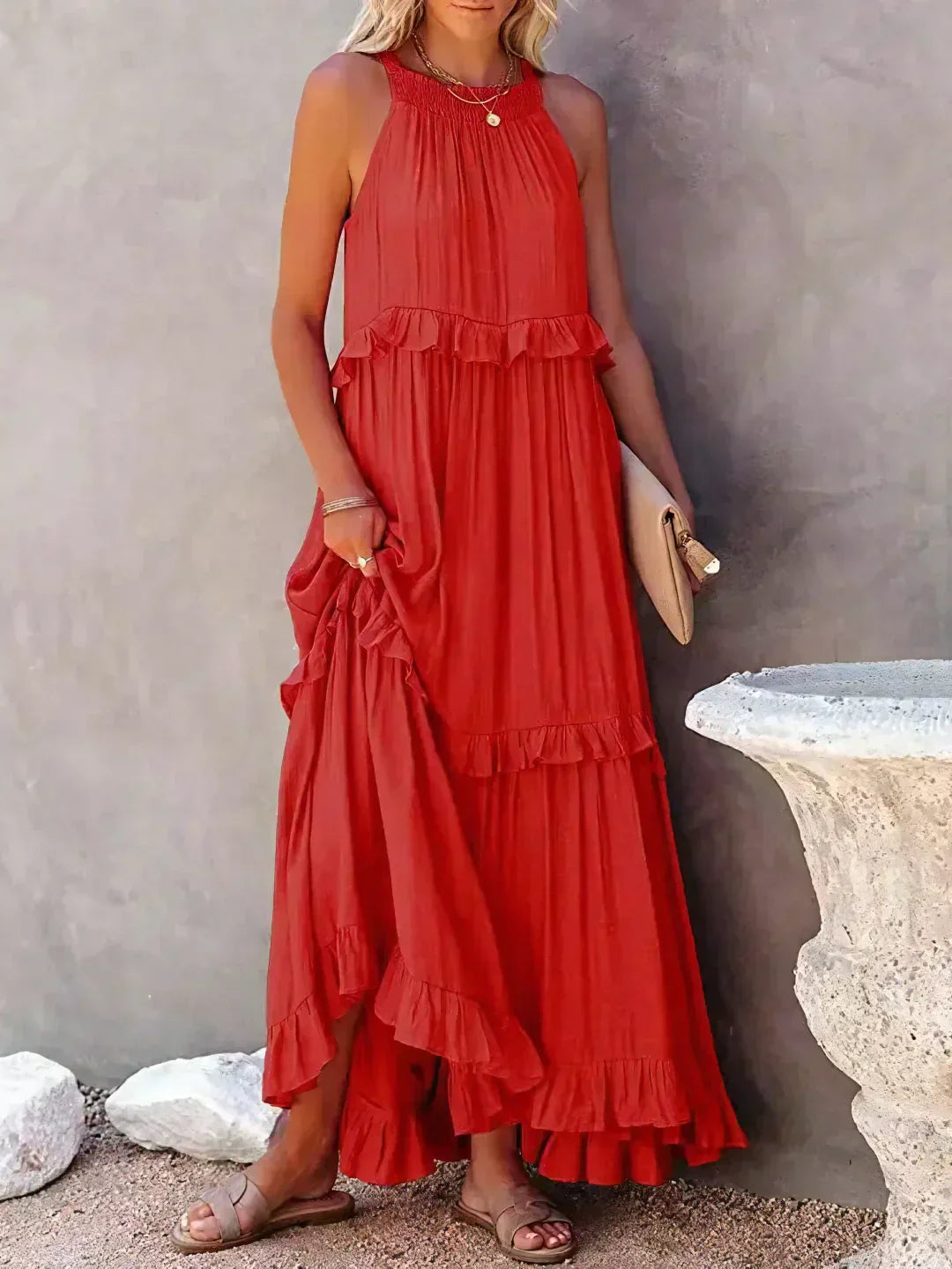 Robyn - Halter Ruffle Maxi Dress