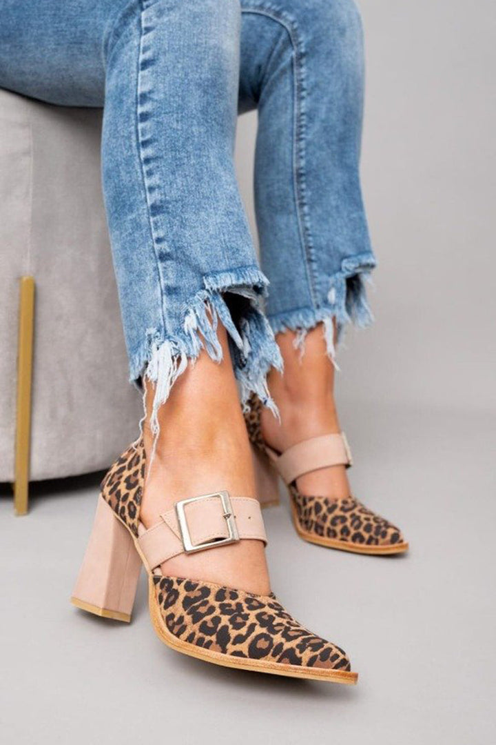 Avano™ | Elegant leopard suede sandals with a stable heel and superior comfort