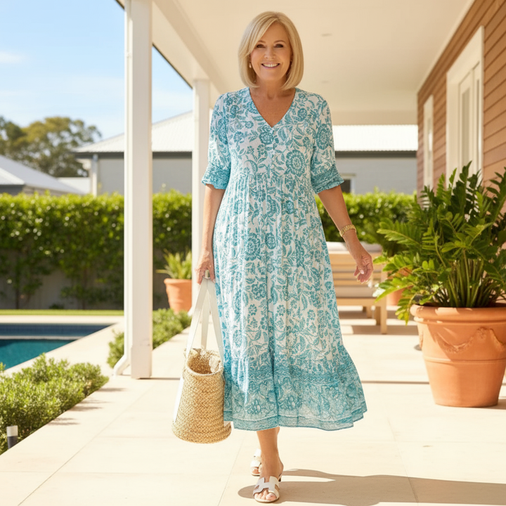 Azariah - Elegant Floral Dress with V-Neck