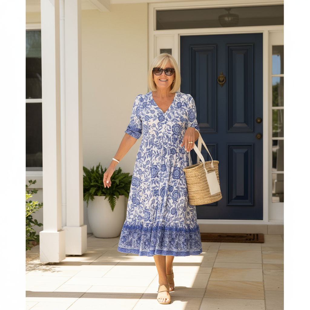 Azariah - Elegant Floral Dress with V-Neck