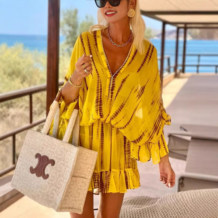 Adalyn - Stylish Mini Dresses with V-Neck and High Waist