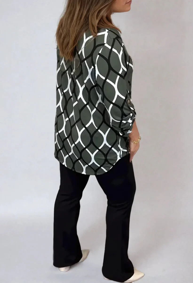 Jannita | Elegant Patterned Long Sleeve Blouse