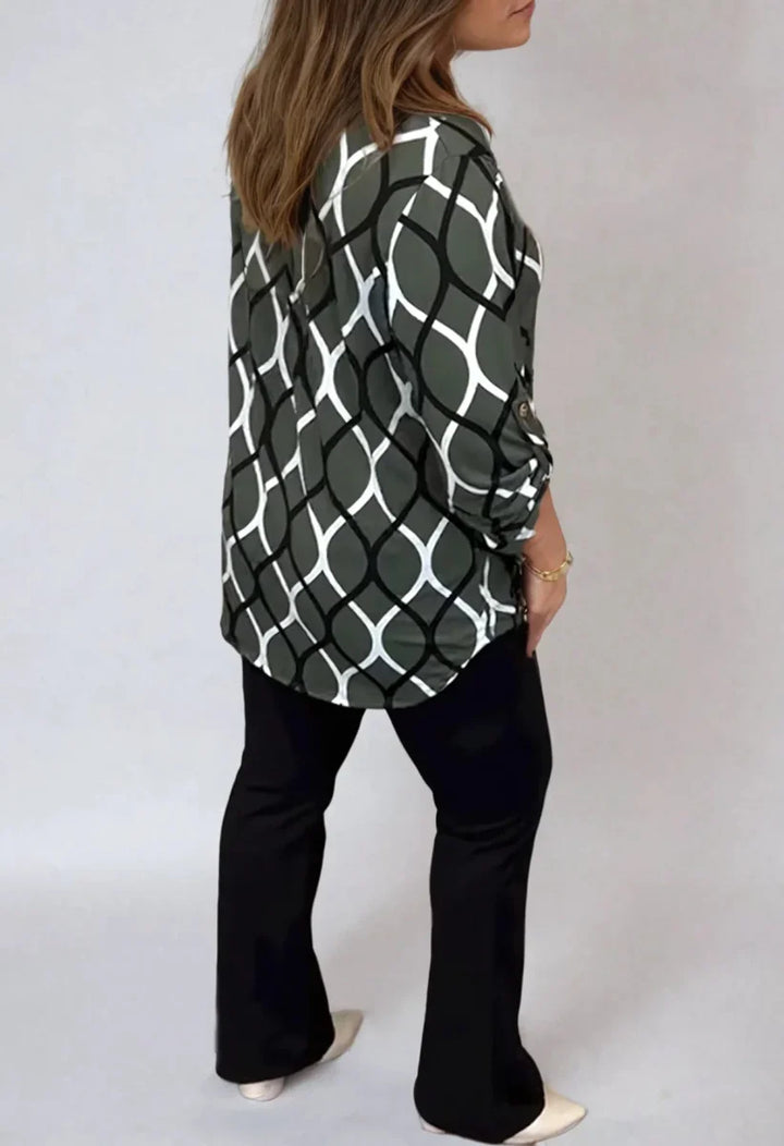 Jannita | Elegant Patterned Long Sleeve Blouse