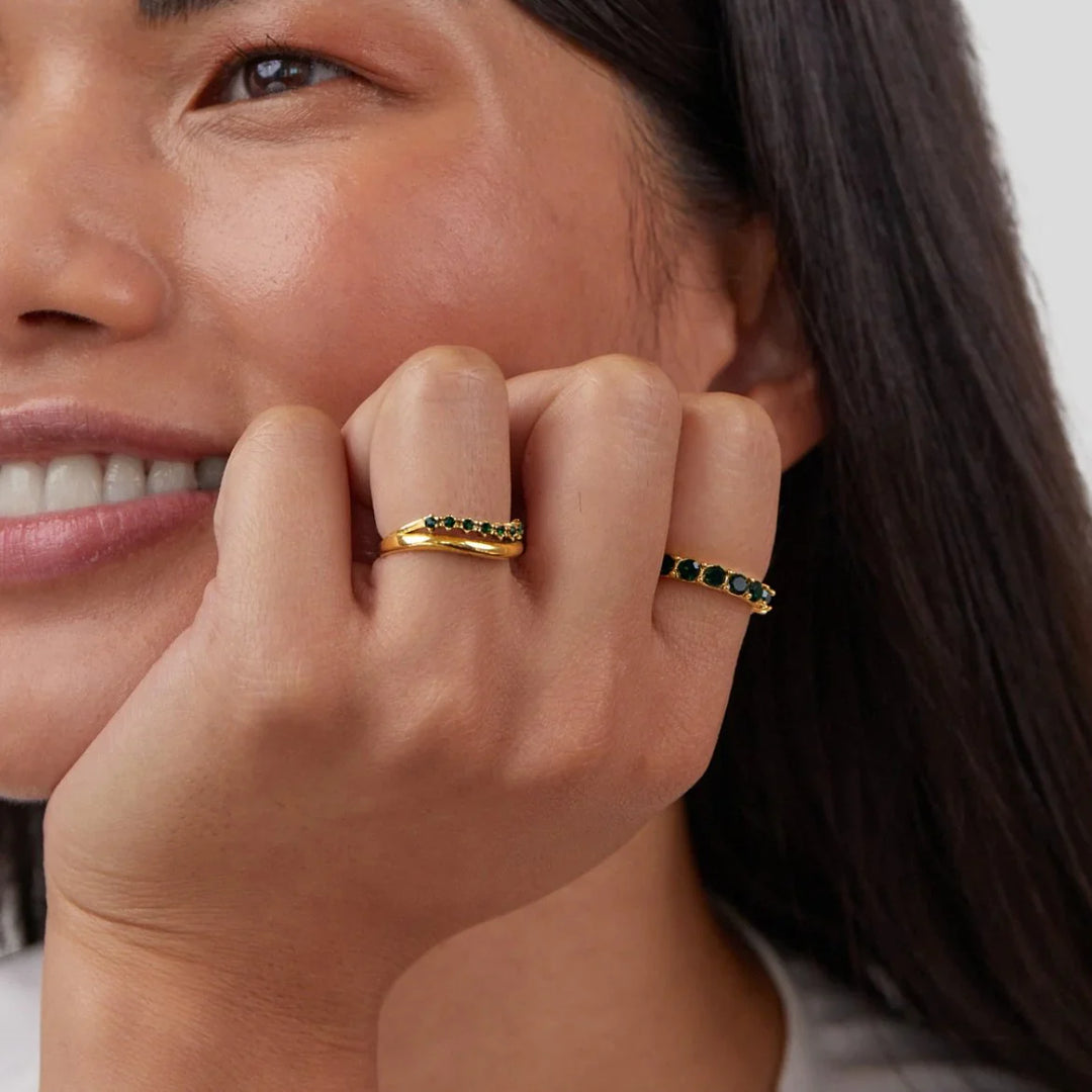 Liora™ | Emerald Green Layered Ring